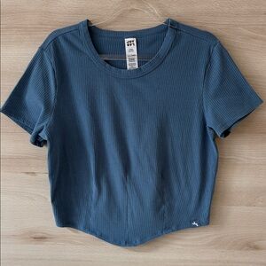 JoyLab Women's Short Sleeve Ribbed Tee in Deep Blue